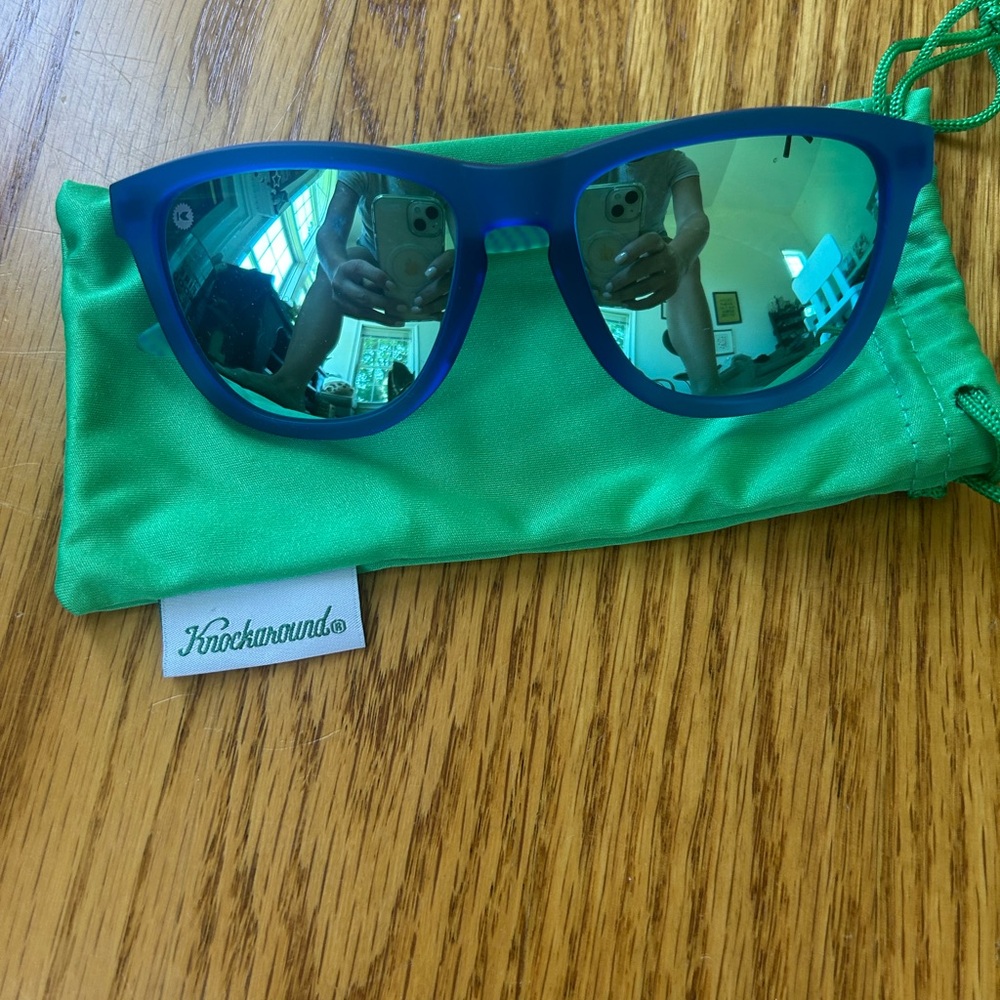 Blue and Green Wayfarer Sunglasses with Reflective Lenses